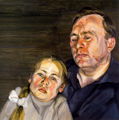 A man and his daughter, by, portrait painter, Lucian Freud,oil paintings. great modern artists