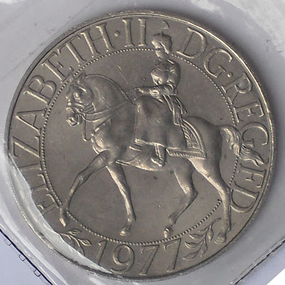 england crown 25 pence silver jubilee of reign