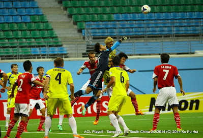 A melee in the box during the AFC Champions League playoff match between Tampines Rovers and South China AA at the Jalan Besar Stadium back in February 2014