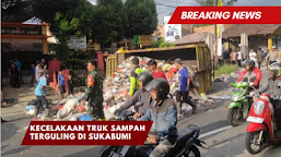  Truk Pengangkut Sampah Terguling Di Jalan Salakopi Sukabumi