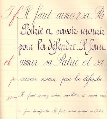 Cahier, page d'écriture,1913 (collection musée)