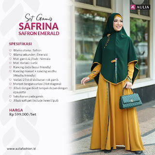 Koleksi Gamis Set Syari Aulia Safrina Safron Emerald