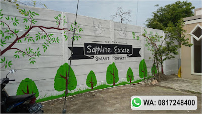 Proses Pengerjaan Lukis Dinding Taman outdoor perum Griya Sapphire Estate Tegal, jasa lukis dinding, lukis taman, jasa desain cafe, jasa lukis papan
