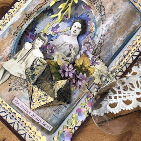 Sara Emily Barker Vintage Valentine Card  https://sarascloset1.blogspot.com/2019/01/the-music-of-my-heart-vintage-valentine.html Tim Holtz Sizzix Faceted Heart and Organic Stampers Anonymous Lattice & Flourish 4