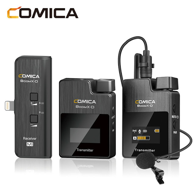 Comica BoomX-D MI1 2T1R 2.4G Digital Wireless Lavalier Microphone for Lightning Port for iPhone Mobile Phones