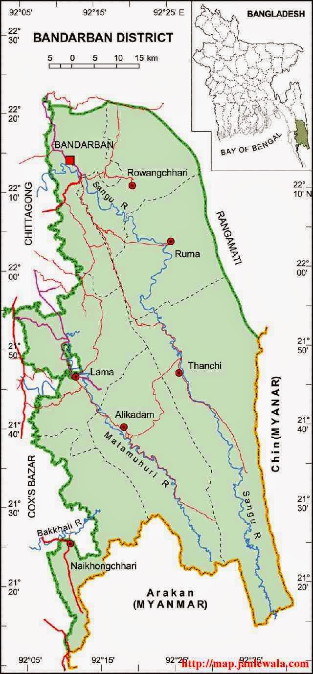 bandarban zila map of bangladesh