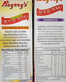 nutrition information for types of muesli