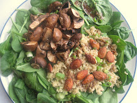 Roasted Mushroom and Quinoa Spinach Salad