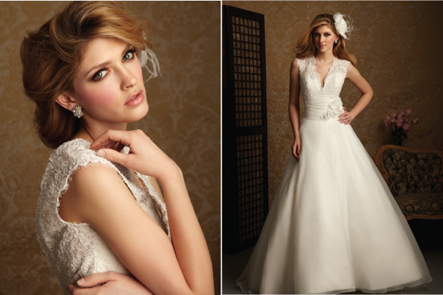 The fitted bodice has a flattering vshaped neckline and back in lace while