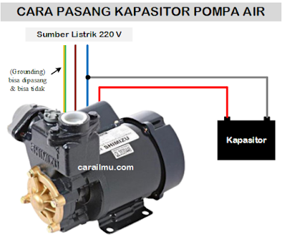 cara menentukan kabel kapasitor pompa air