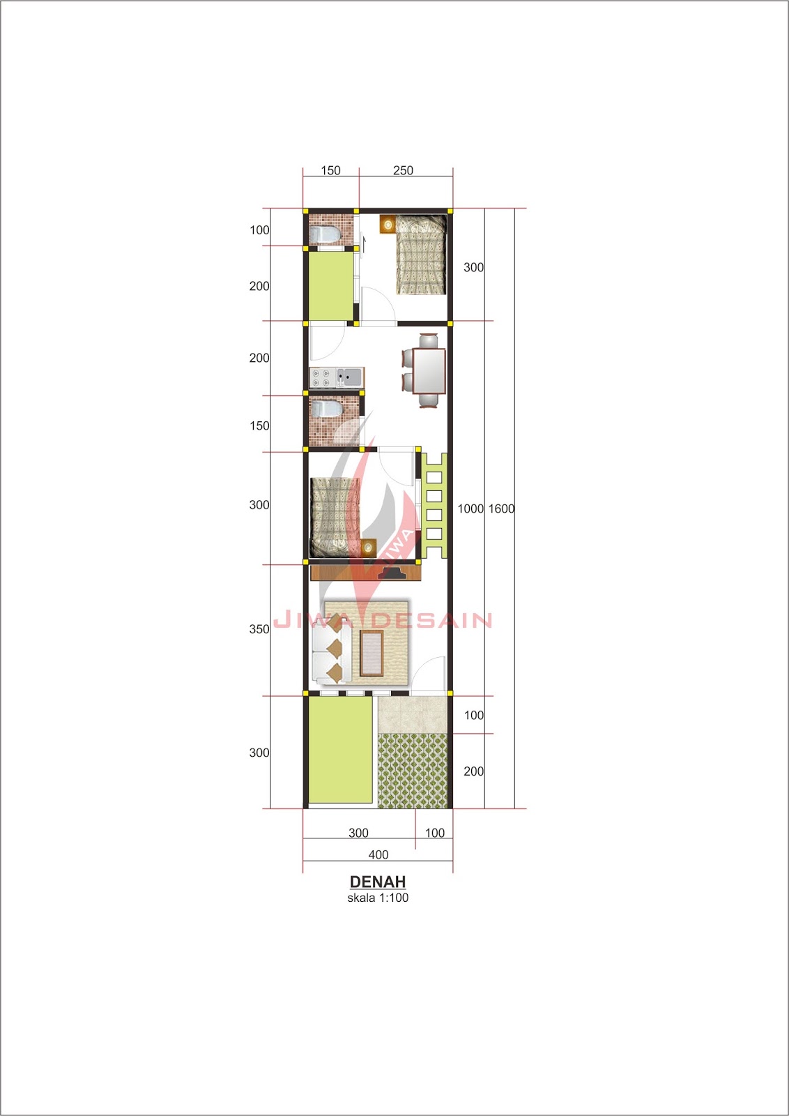 64 Contoh Denah  Rumah  Lebar  4 Meter  Homkonsep