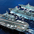 Aircraft carrier Liaoning and escort Type 55 large destroyer refueling
at sea