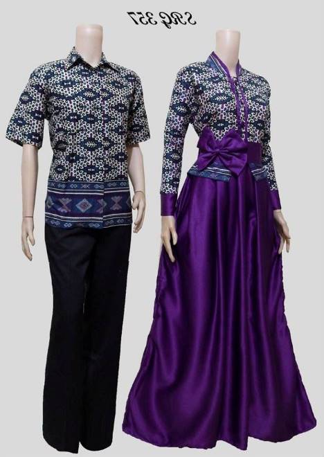 10 Model Baju Batik Muslim Couple Elegan Terbaru 2018