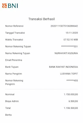 Bukti tRansfer 2025,Transfer BRI Terbaru