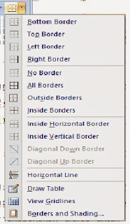 tampilan ikon borders dan shading