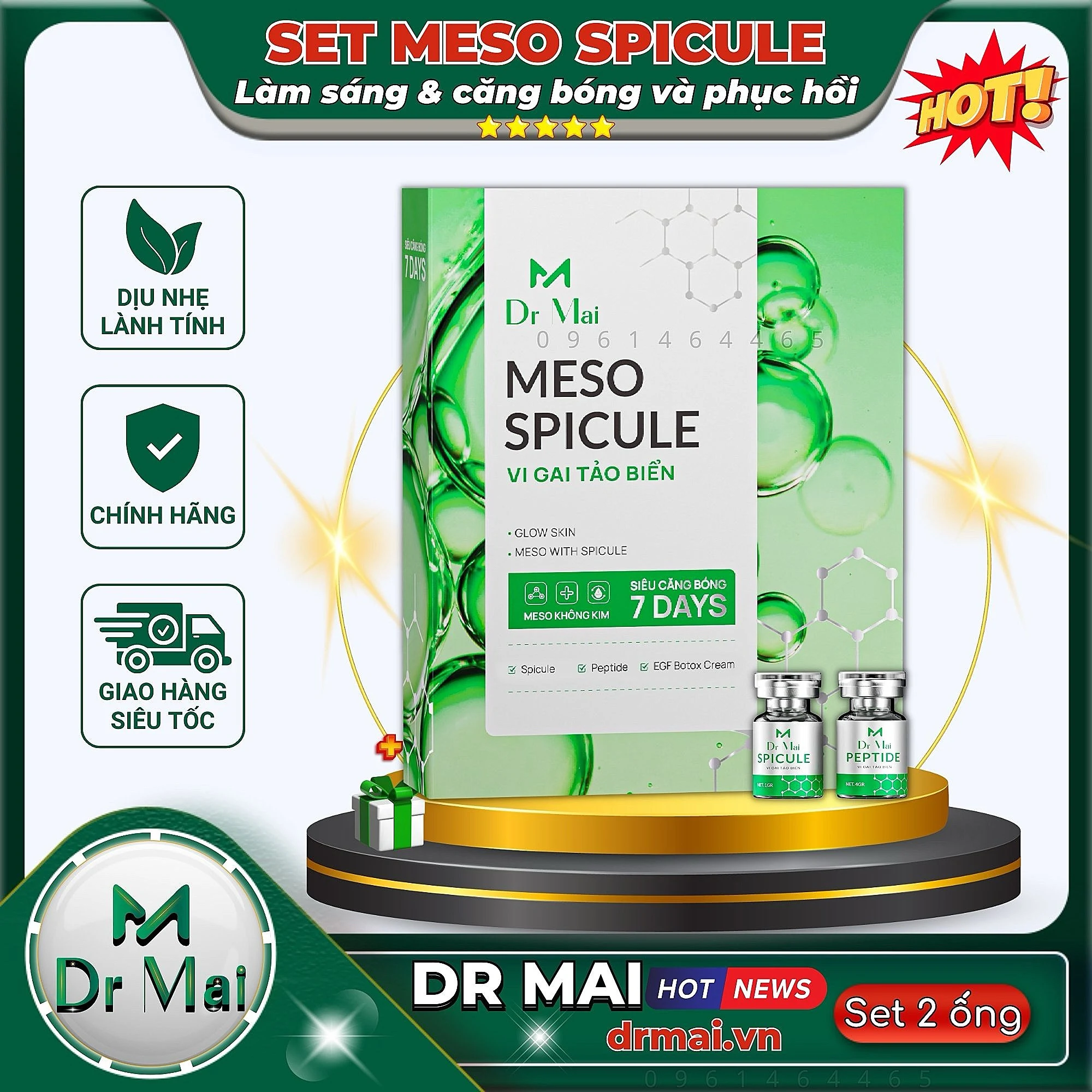 Vi gai tảo biển Meso Spicule Dr Mai Giúp căng bóng sáng da