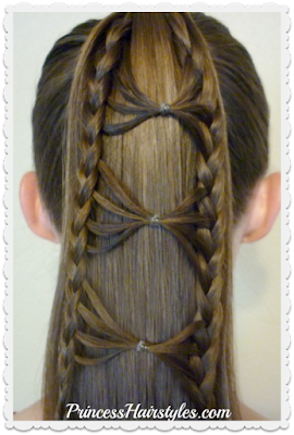 Cute bow tie braid ponytail hair tutorial.