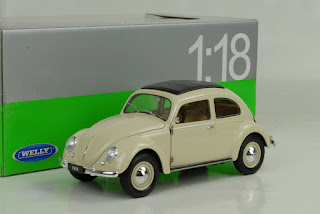 1950 VW Volkswagen Käfer Beetle Brezel roof blue creme 1:18 Welly