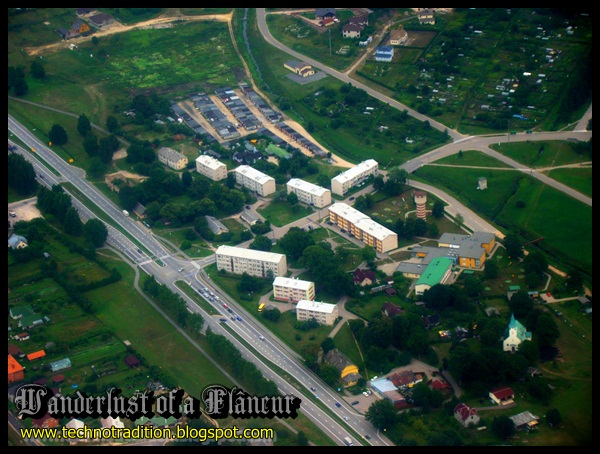 Flying over Mārupe towards Riga Airport, Latvia