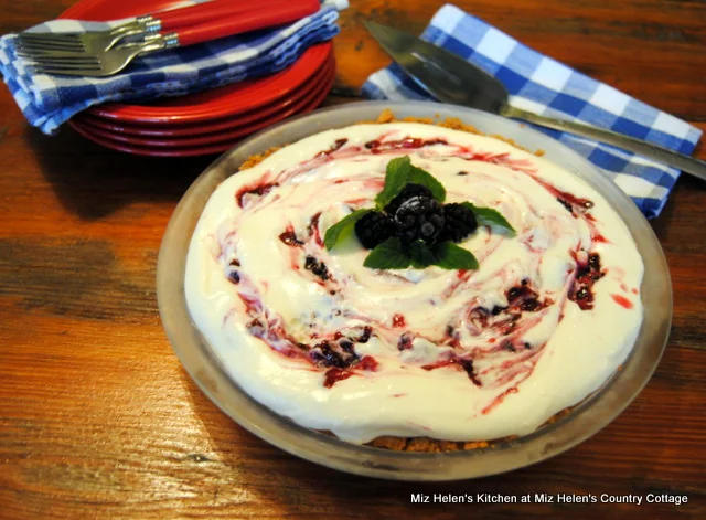 Blackberry Swirl Frozen Pie at Miz Helen's Country Cottage