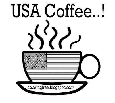 American kitchen cup easy drawing to color USA coffee coloring pages chocolate hot drink production