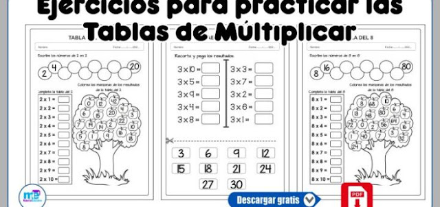 Fichas para practicar las tablas de multiplicar