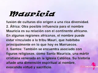 ▷ Significado del nombre Mauricia