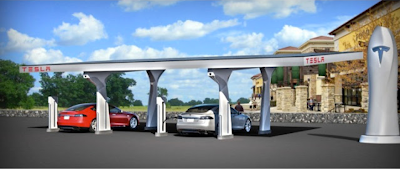 Tesla unveils their solar charging stations in California