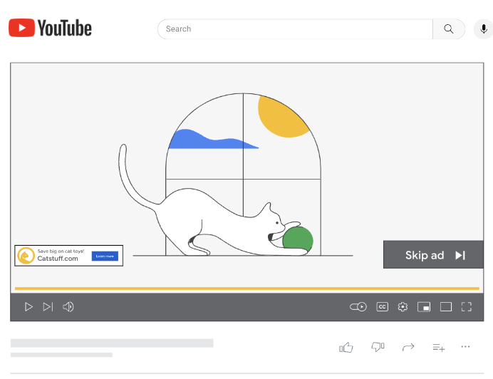 Image of a sample YouTube in-stream skippable video ad