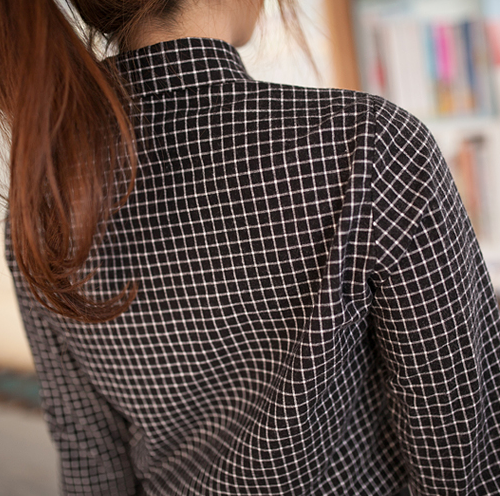 Pincheck Boyfriend Shirt with Patch Pockets