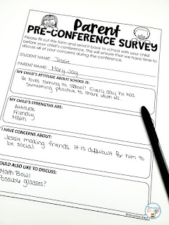 Use this form to keep your conference on track!  When you know the parents' concerns, you are able to schedule in time to discuss these concerns with them.  You may be surprised to learn they are your same concerns!