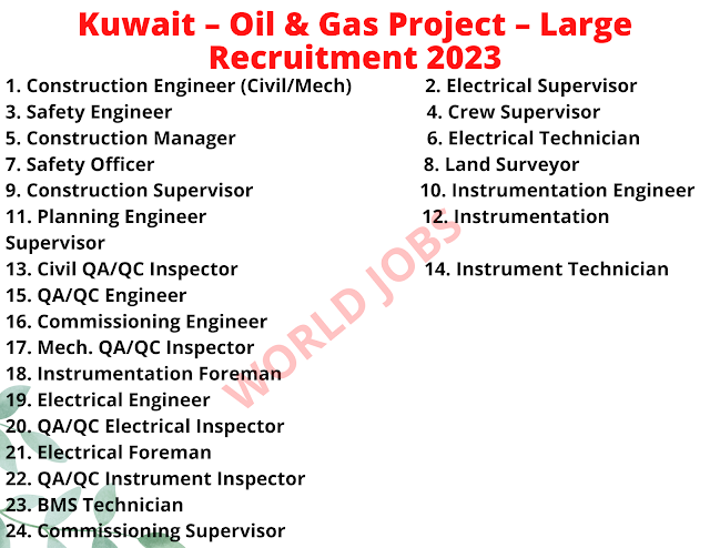 Kuwait – Oil & Gas Project – Large Recruitment 2023