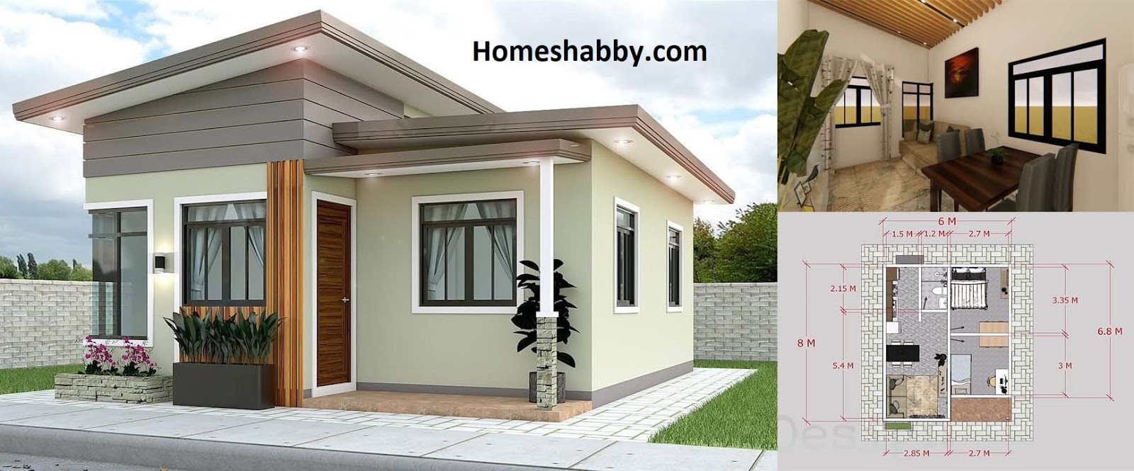 Desain Dan Denah Rumah Minimalis Kontemporer Ukuran 6 X 8 M Dengan Eksterior Keren Homeshabbycom Design Home Plans