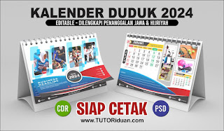 Free Desain Kalender Duduk 2024 CDR PSD