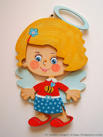 Painted wooden angel girl personalized custom