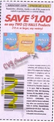 $1.00/2 Halls Coupon from "SMARTSOURCE" insert week of 9/12/21