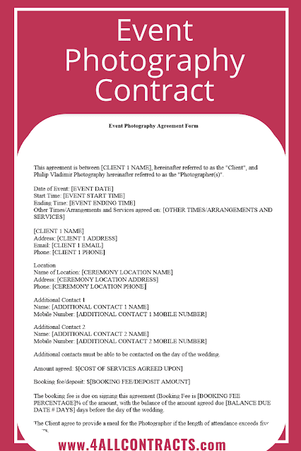 Simple photography contract template