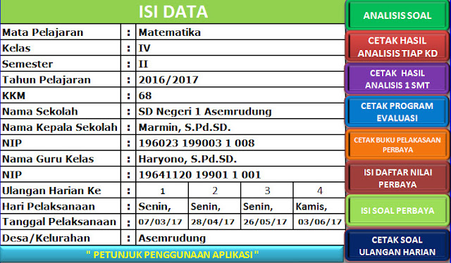 Aplikasi Analisis Nilai Ulangan Harian