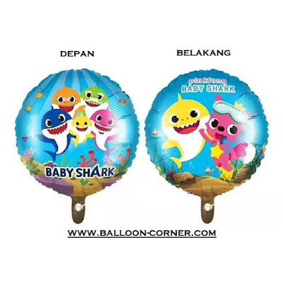 Balon Foil Bulat Baby Shark