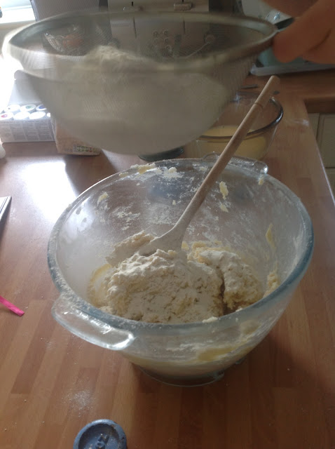 mixing cake batter