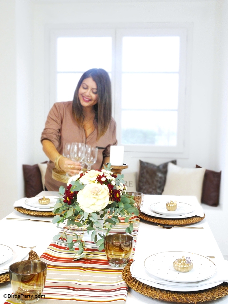 Modern DIY Thanksgiving Tablescape - BirdsParty.com