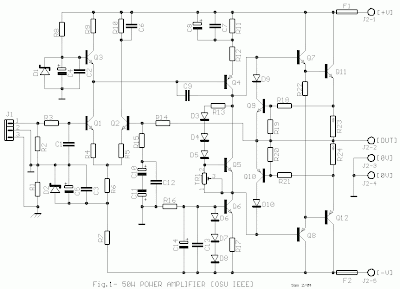 Simple 50W Electronic Amplifier Circuit Diagram