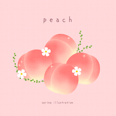 【桃】夏の果物のおしゃれでシンプルかわいいイラスト