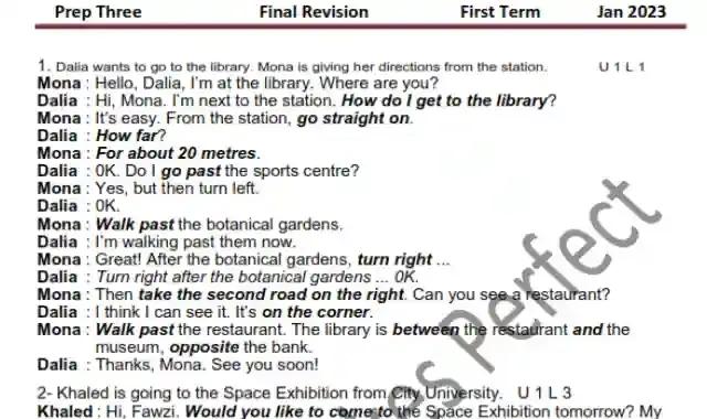 جميع محادثات للصف الثالث الاعدادي بالاجابات مطابقة للمواصفات 2023