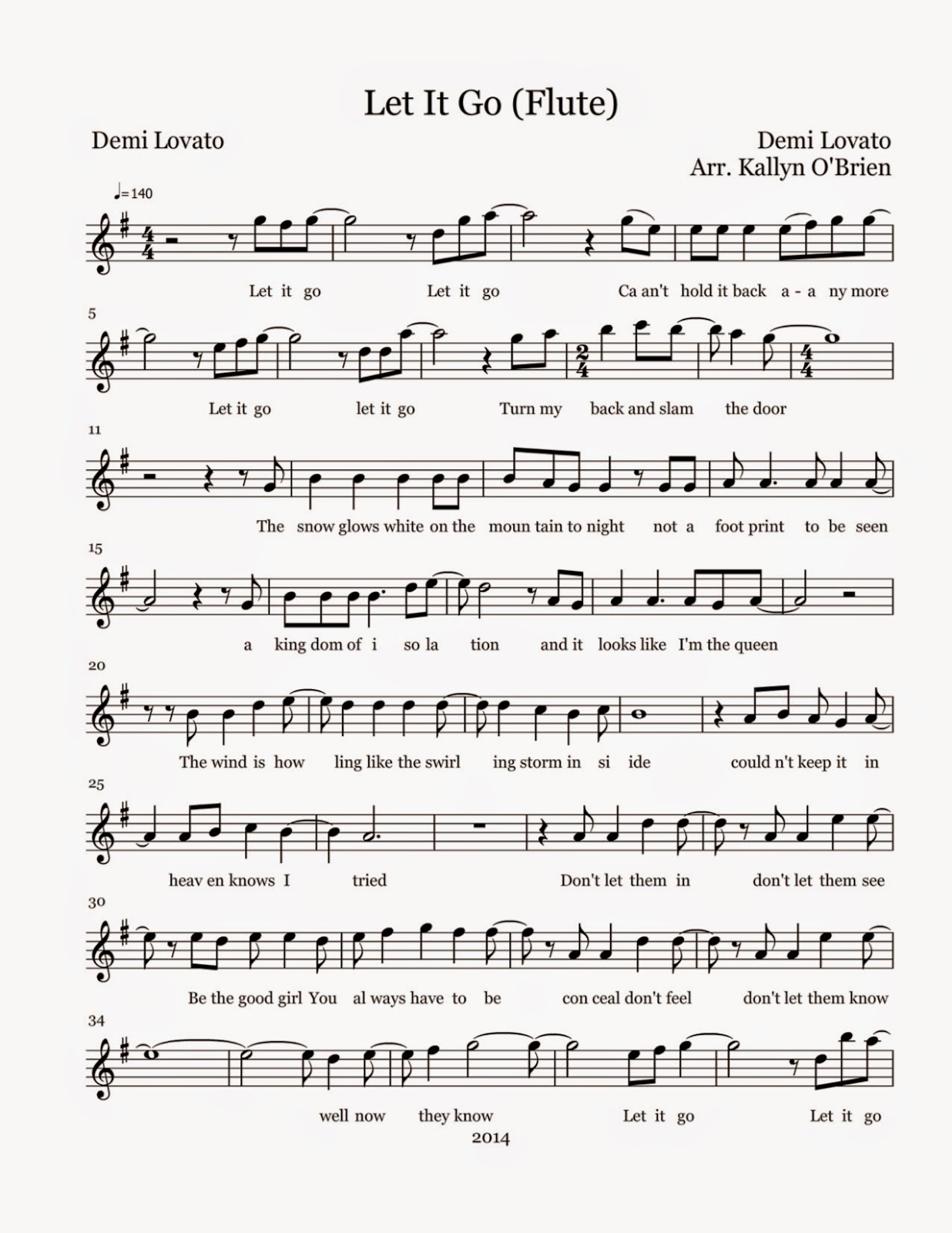 Flute Sheet Music: Let It Go - Sheet Music