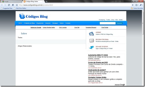 pagina estatica blogger