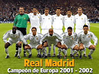 REAL MADRID C. F. - Madrid, España - Temporada 2001-02 - César, Fernando Hierro, Iván Helguera, Solari, Figo y Zidane; Makelele, Michel Salgado, Roberto Carlos, Raúl y Morientes - REAL MADRID 2 (Raúl y Zidane), BAYER LEVERKUSEN 1 (Lucio) - 15/05/2002 - Copa de Europa, Final - Glasgow (Escocia), Hampden Park - EL REAL MADRID gana su 9ª Copa de Europa