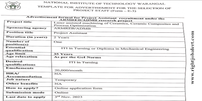 ITI Turning Job Opportunities in National Institute of Technology, Warangal