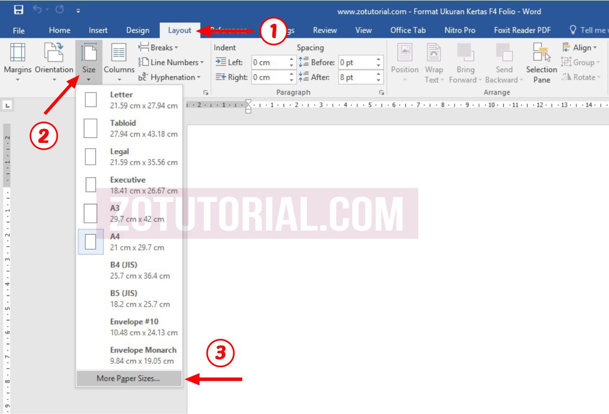Settingan Ukuran Kertas F4 Folio Di Microsoft Word Untuk Print Zotutorial