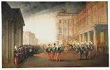 Parade in front of the Anichkov Palace on 26 February 1870 by Mihaly Zichy - History Drawings from Hermitage Museum